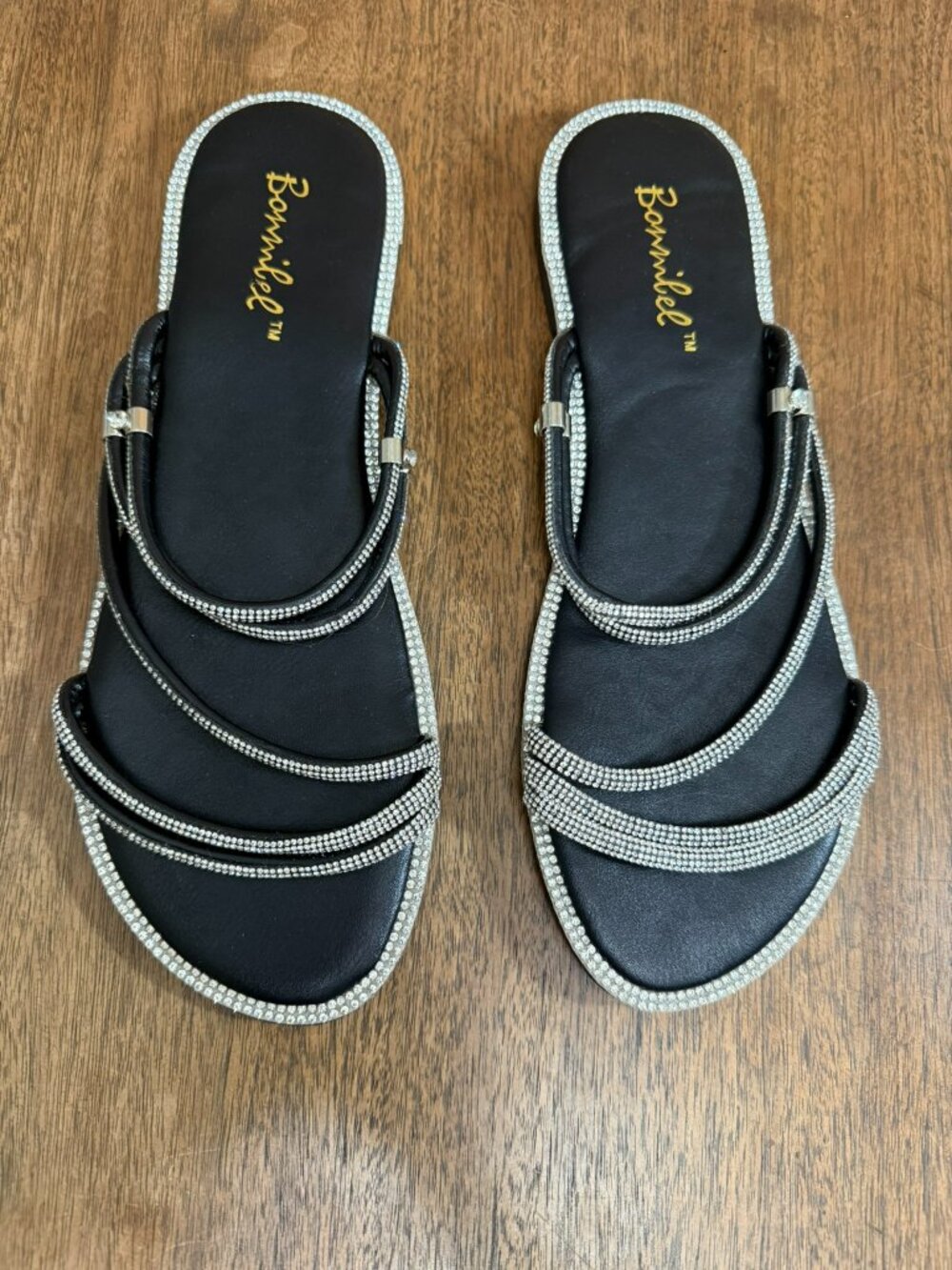 New- Bonnibel Black Rhinestone Sandals - Size 7.5